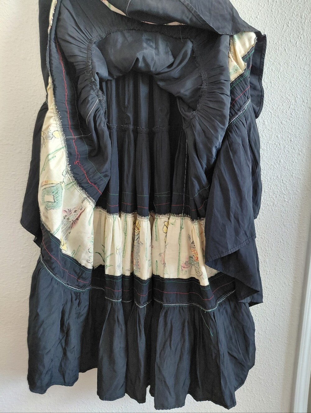 Handsewn Southwest  Peasant Festive Tiered Long Skirt - Picture 7 of 8